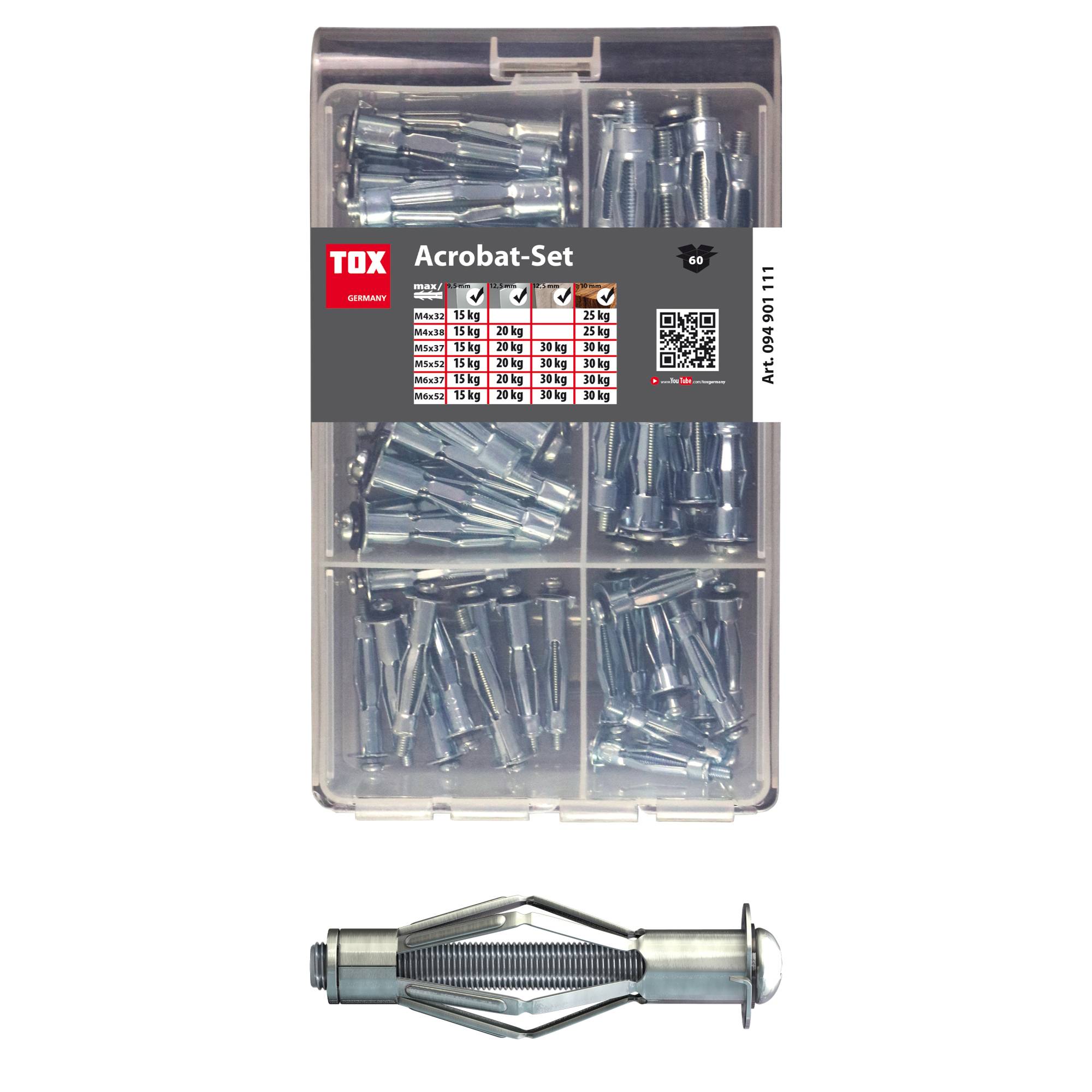 TOX Metall-Hohlraumdübel-Sortiment Acrobat 4-6 mm für Gipskartonplatten - 60-teilig-1