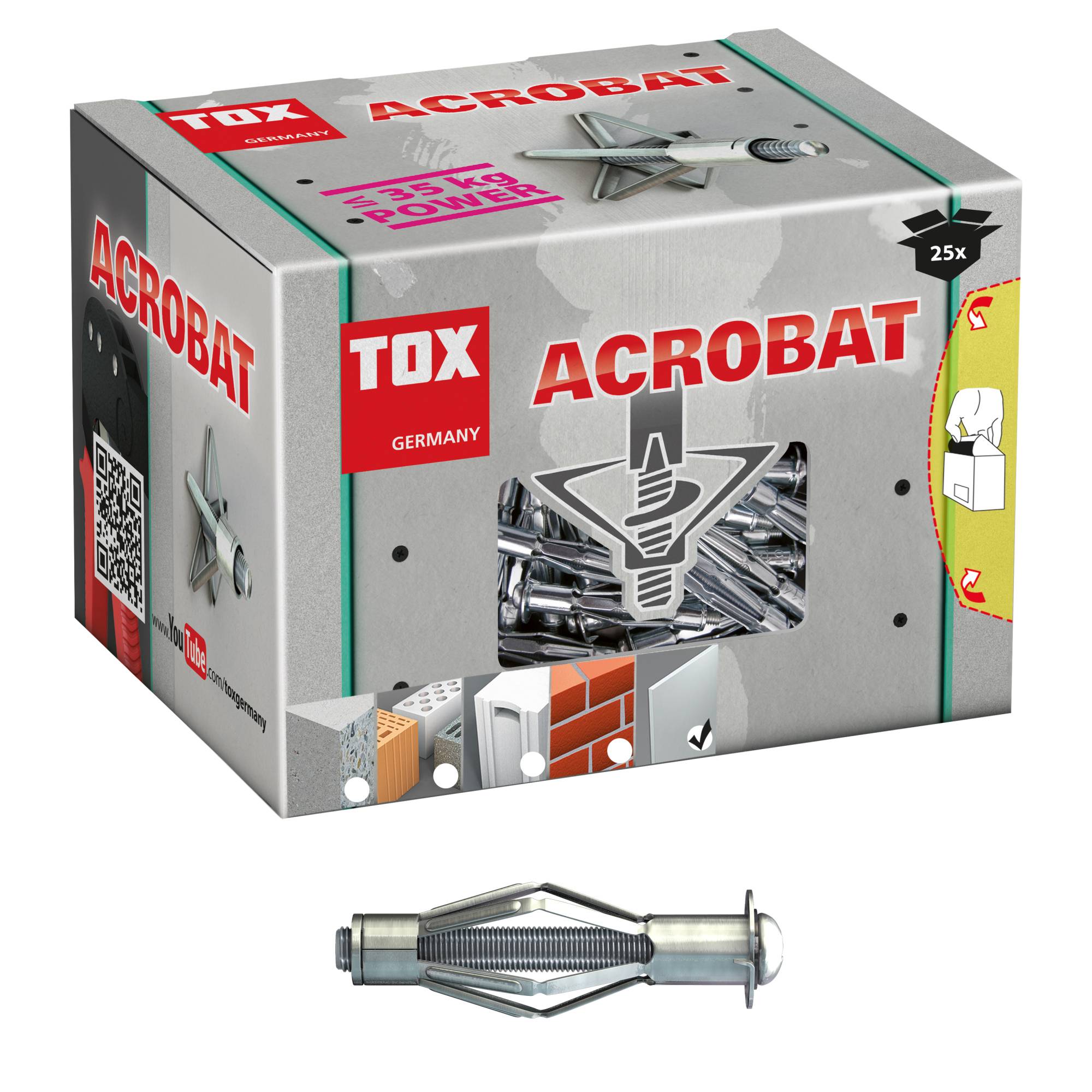 TOX Metall-Hohlraumdübel Acrobat Klappdübel mit Schraube M5x37 mm Kleinpack - 25 Stück-1