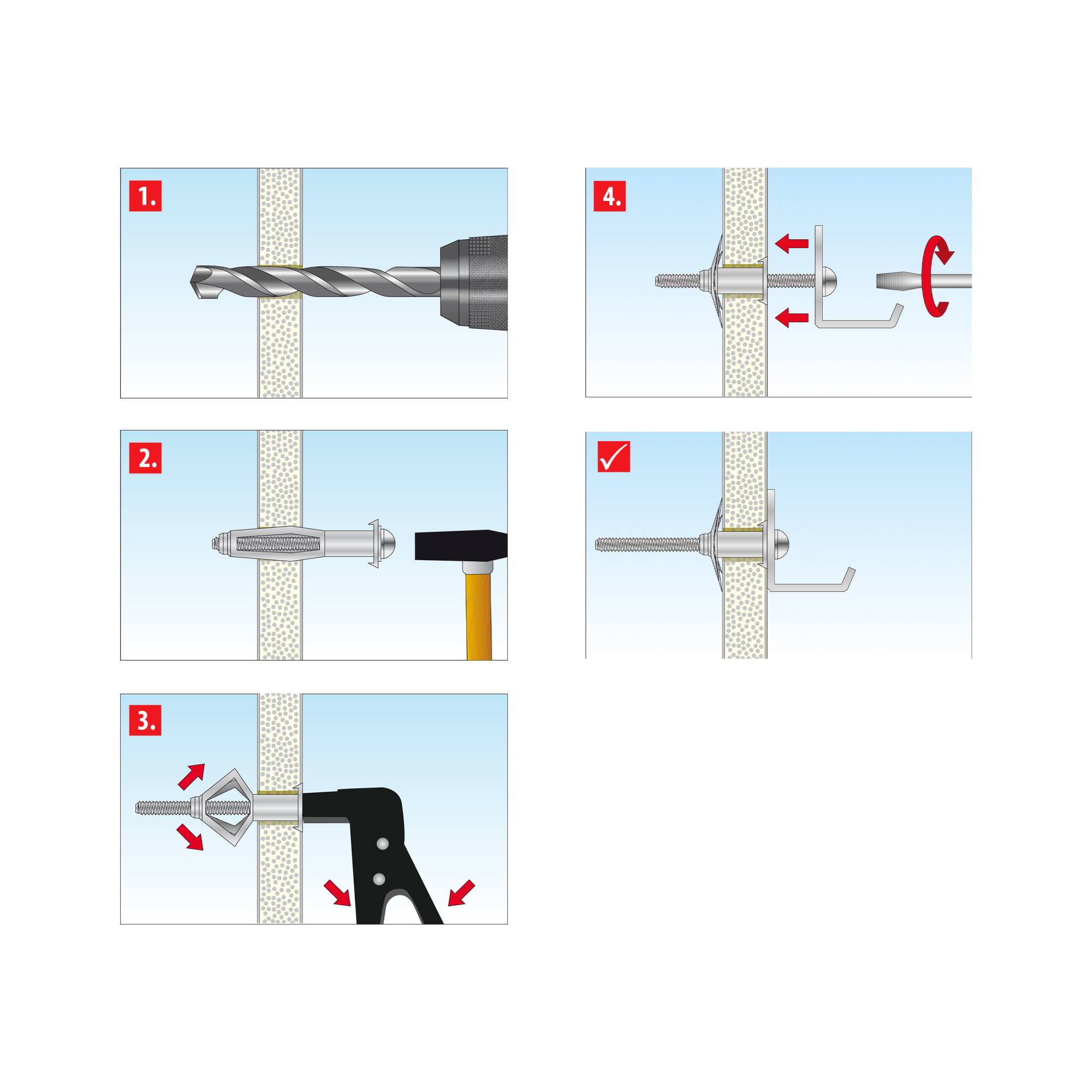 TOX Metall-Hohlraumdübel Acrobat Klappdübel mit Schraube M5x37 mm Kleinpack - 25 Stück-3