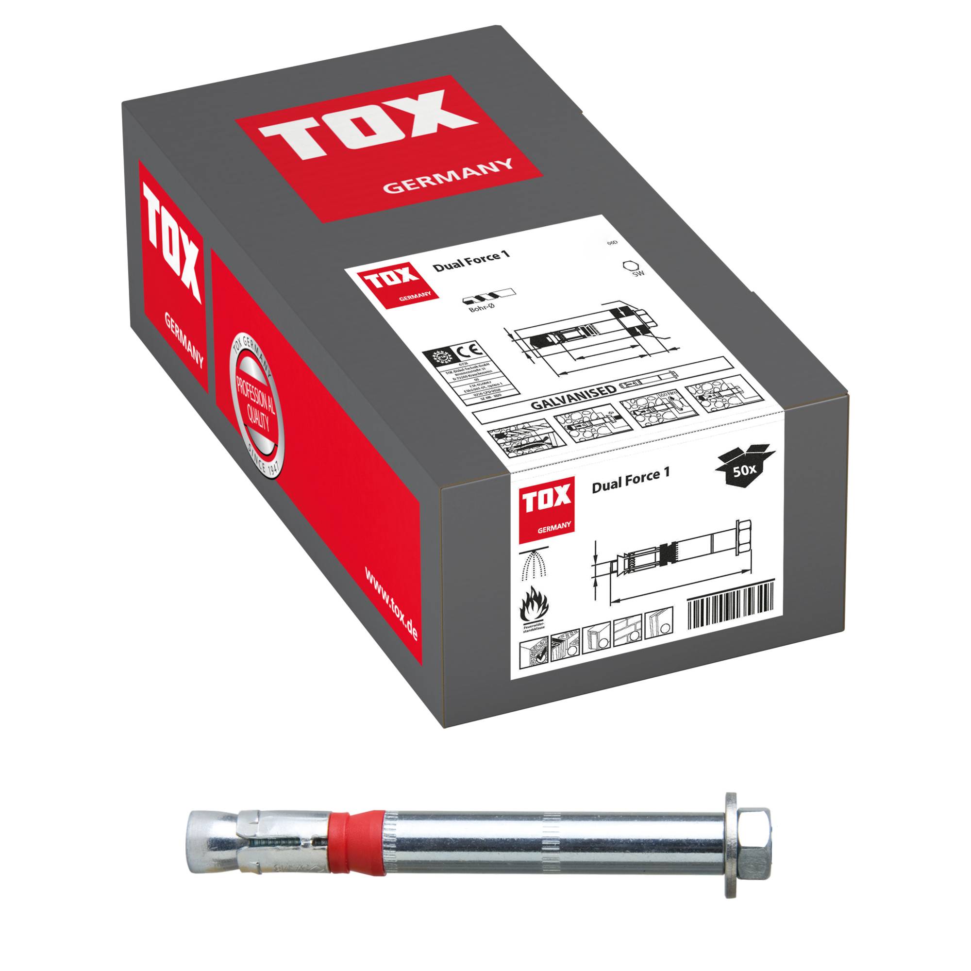 TOX Schwerlastanker Dual Force 1 mit Sechskantschraube ETA-Zulassung 10/10 mm - 50 Stück-1