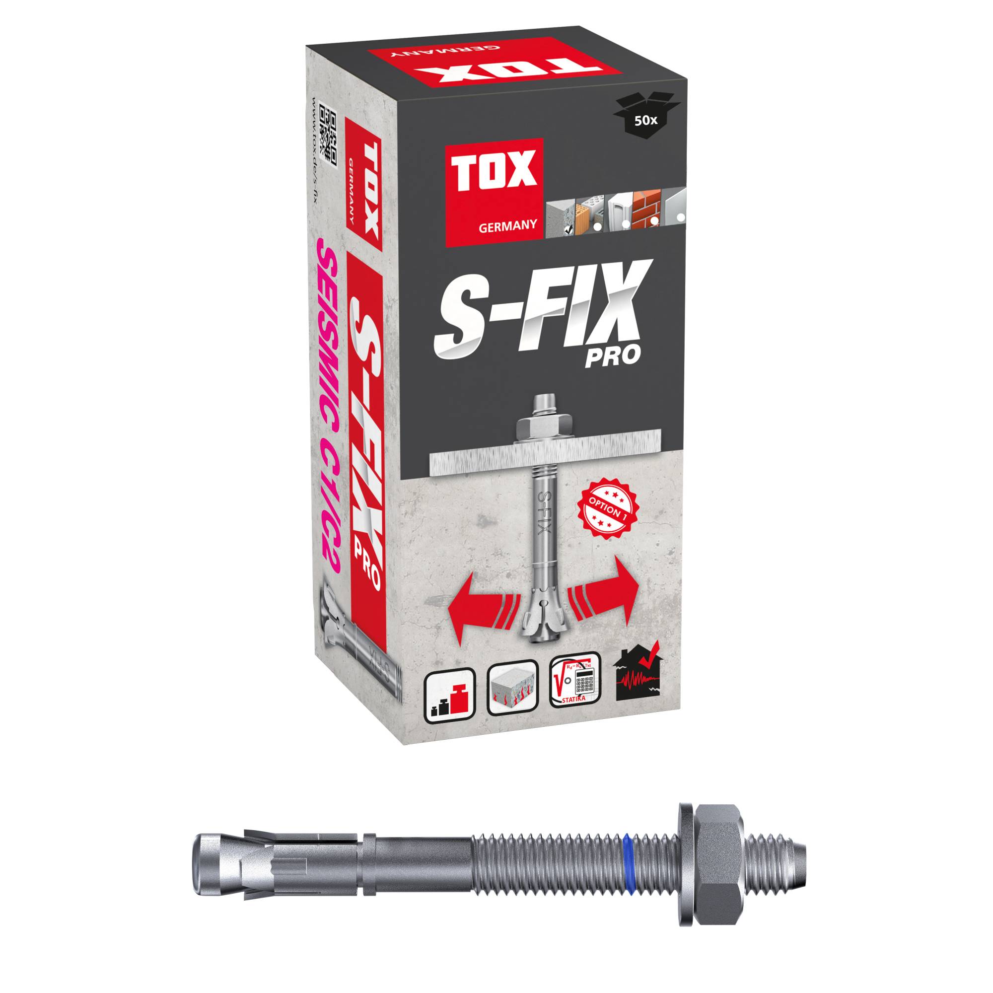 TOX Bolzenanker S-Fix Pro ETA-Zulassung Option 1 Stahl verzinkt M10x90/10 mm - 50 Stück-1