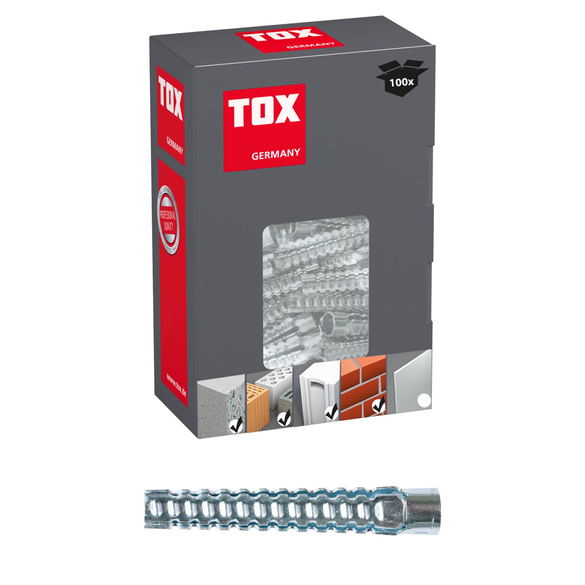 TOX Metall-Krallendübel Tiger Spreizdübel für Voll- und Lochbaustoffe 6x32 mm - 100 Stück-1