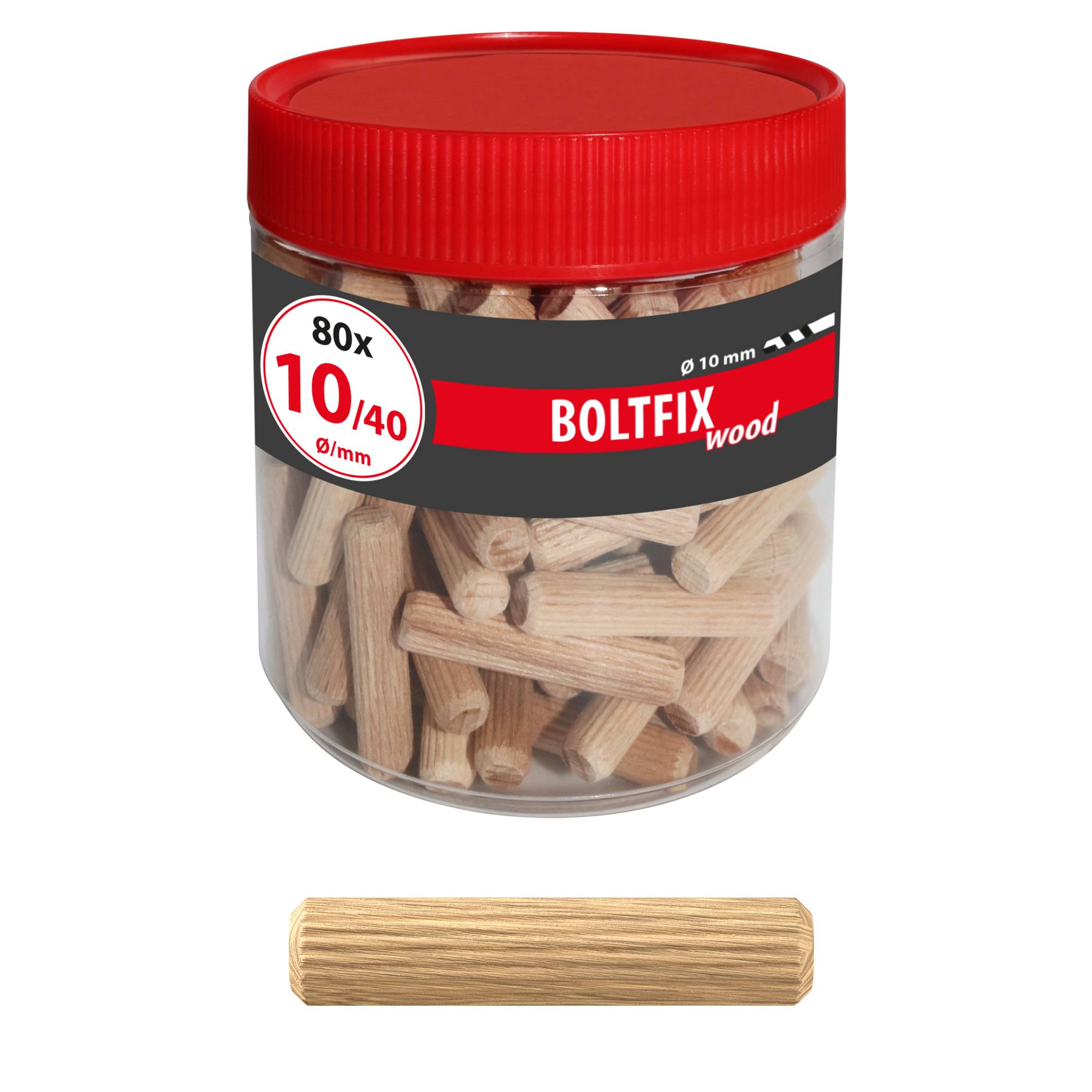 TOX Holzdübel Boltfix wood Riffeldübel Holzstifte aus massiver Buche 10x40 mm - 80 Stück-1