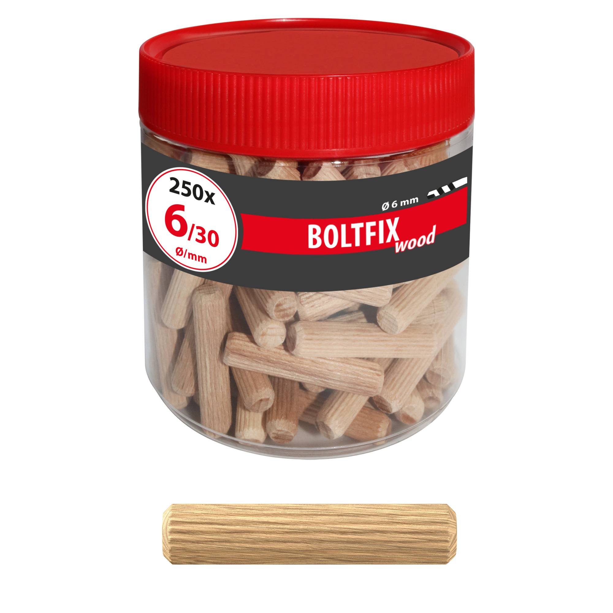 TOX Holzdübel Boltfix wood Riffeldübel Holzstifte aus massiver Buche 6x30 mm - 250 Stück-1