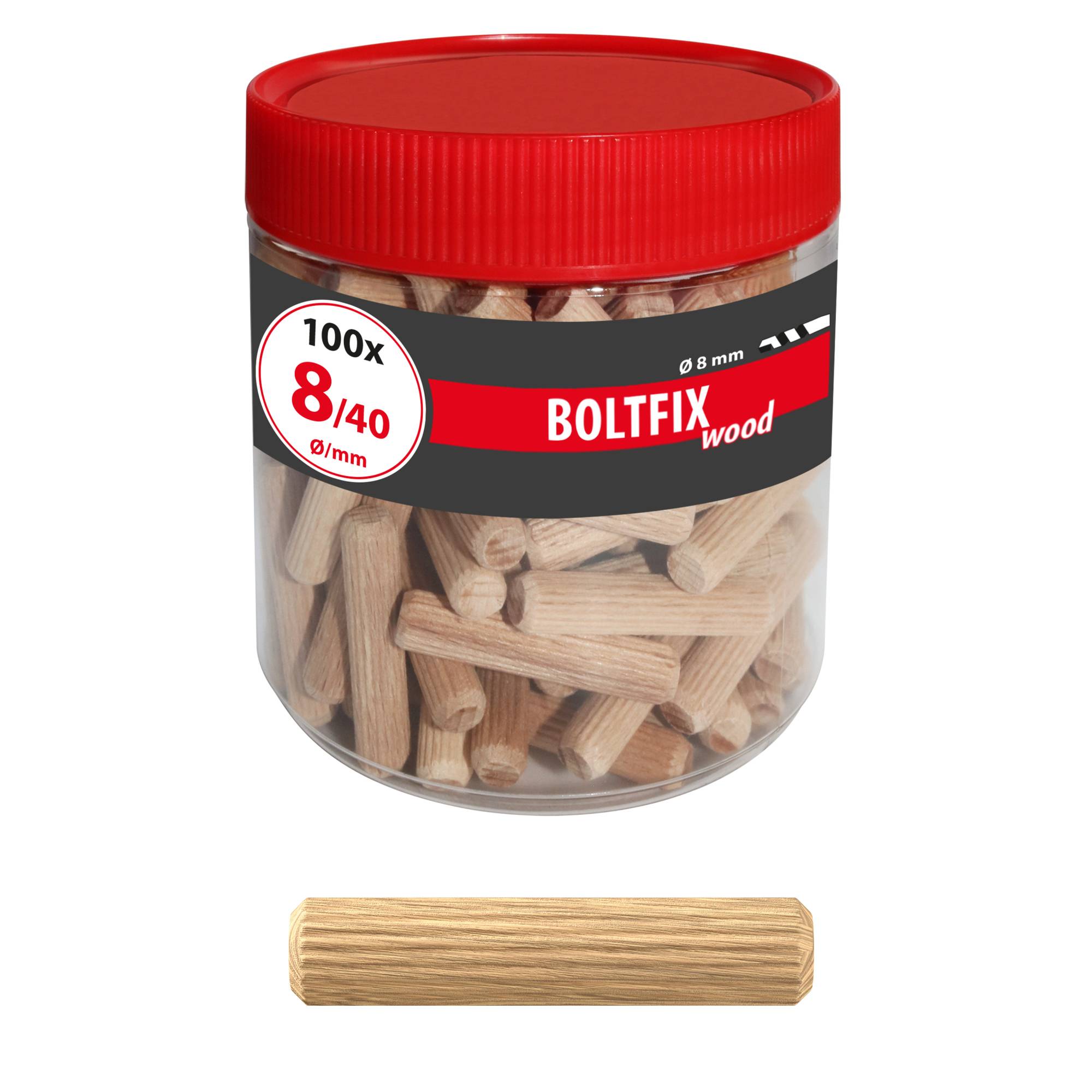 TOX Holzdübel Boltfix wood Riffeldübel Holzstifte aus massiver Buche 8x40 mm - 100 Stück-1