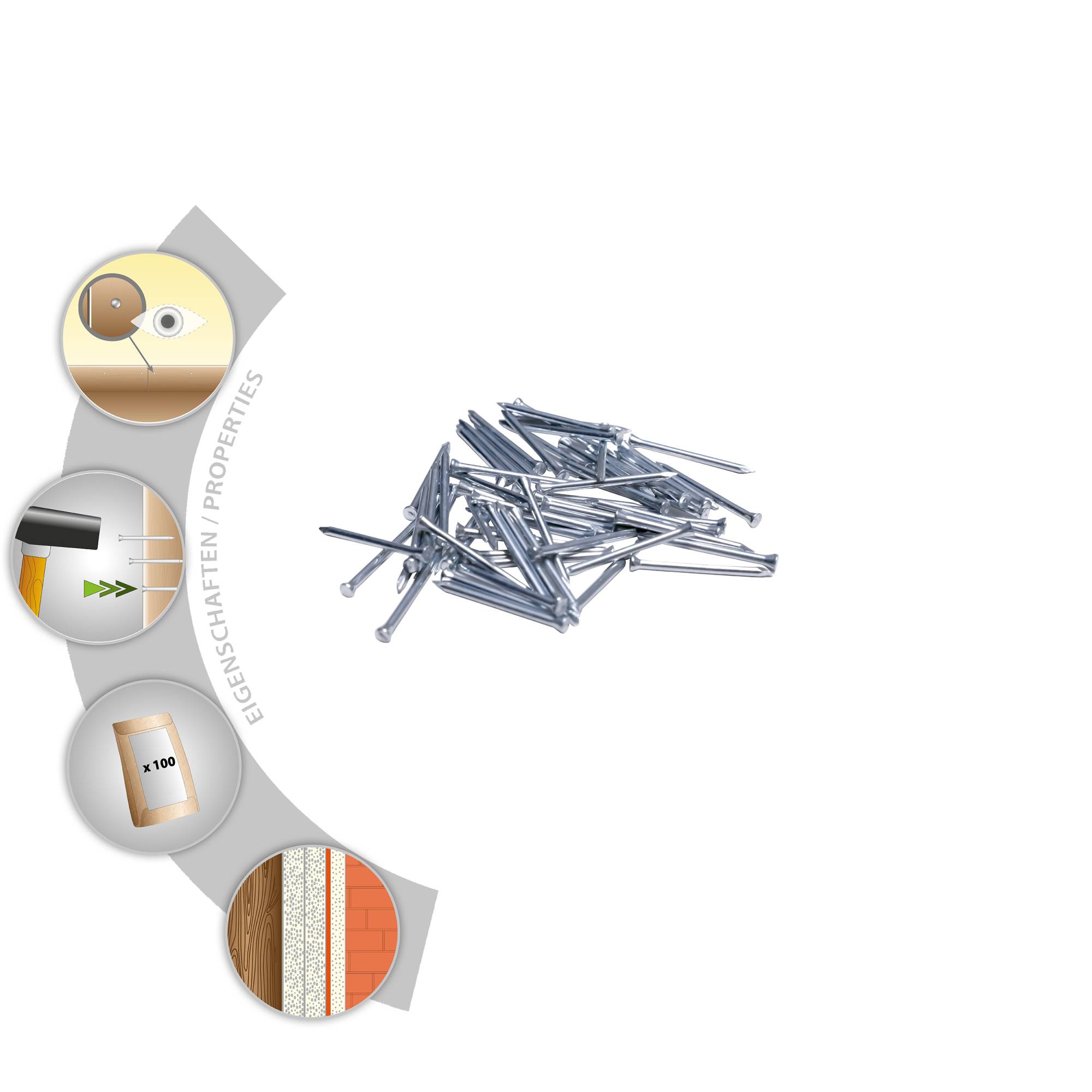 TOX Sockelleistenstifte Home Base Stahlnägel kleiner Senkkopf verzinkt 1,4x40 mm - 100 Stück-4