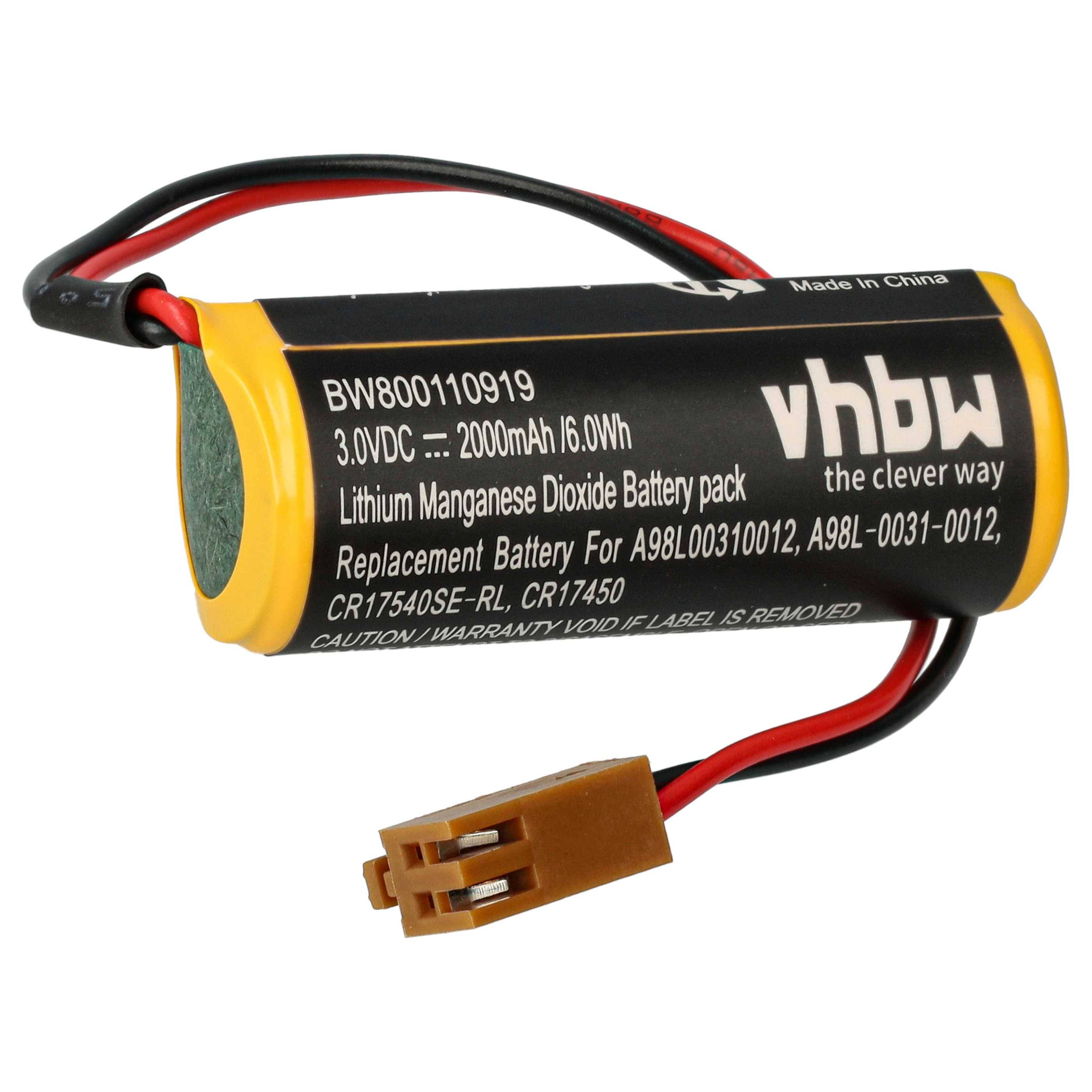 vhbw Batterie Ersatz für Ge Fanuc LX98L-0031-0012 | für Steuereinheit (2000 mAh, 3 V, Li-MnO2)-0