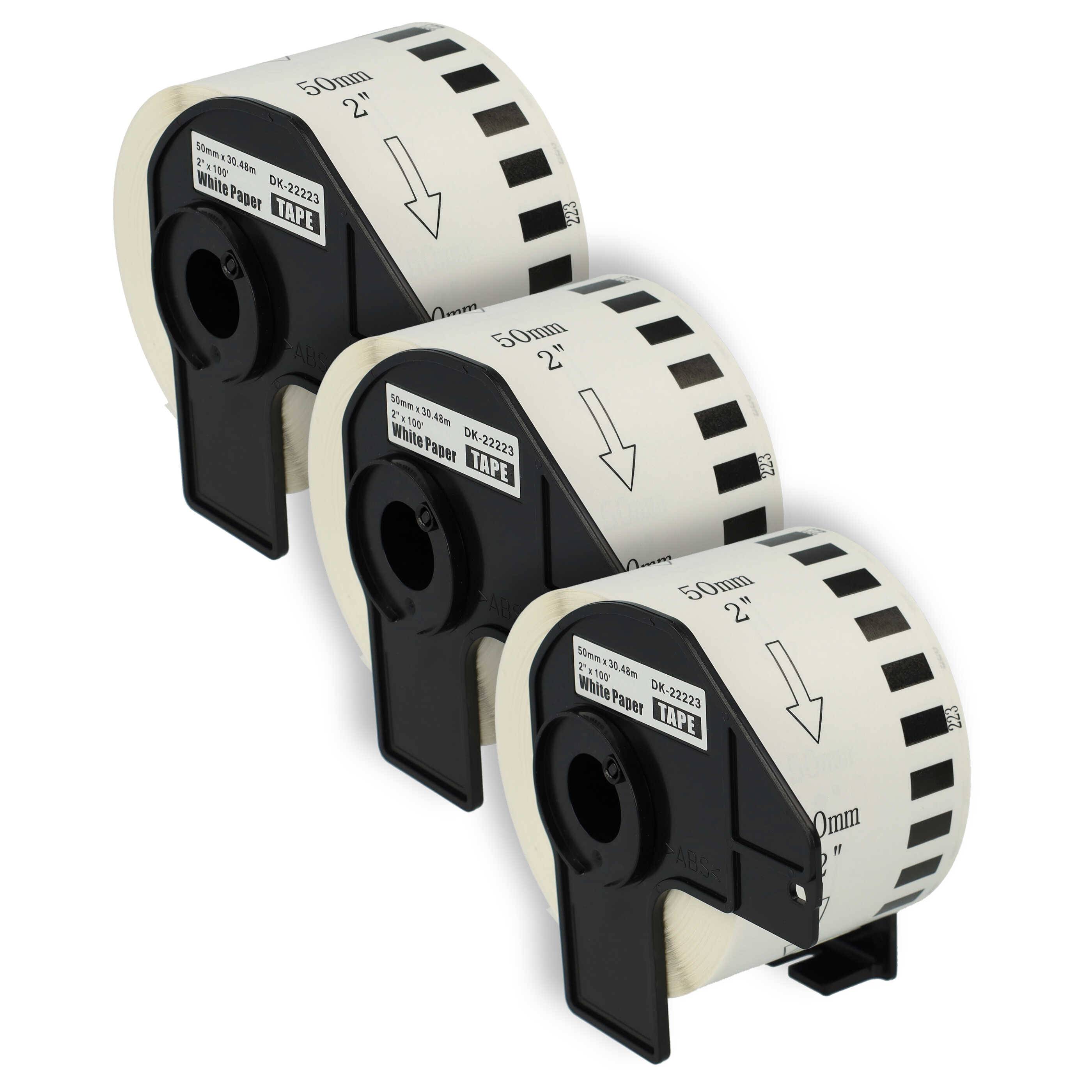 vhbw 3x Etiketten-Rolle mit Halter 50mm x 30,48m (1 Etikette) kompatibel mit Brother PT QL-500 Series Etiketten-Drucker-0