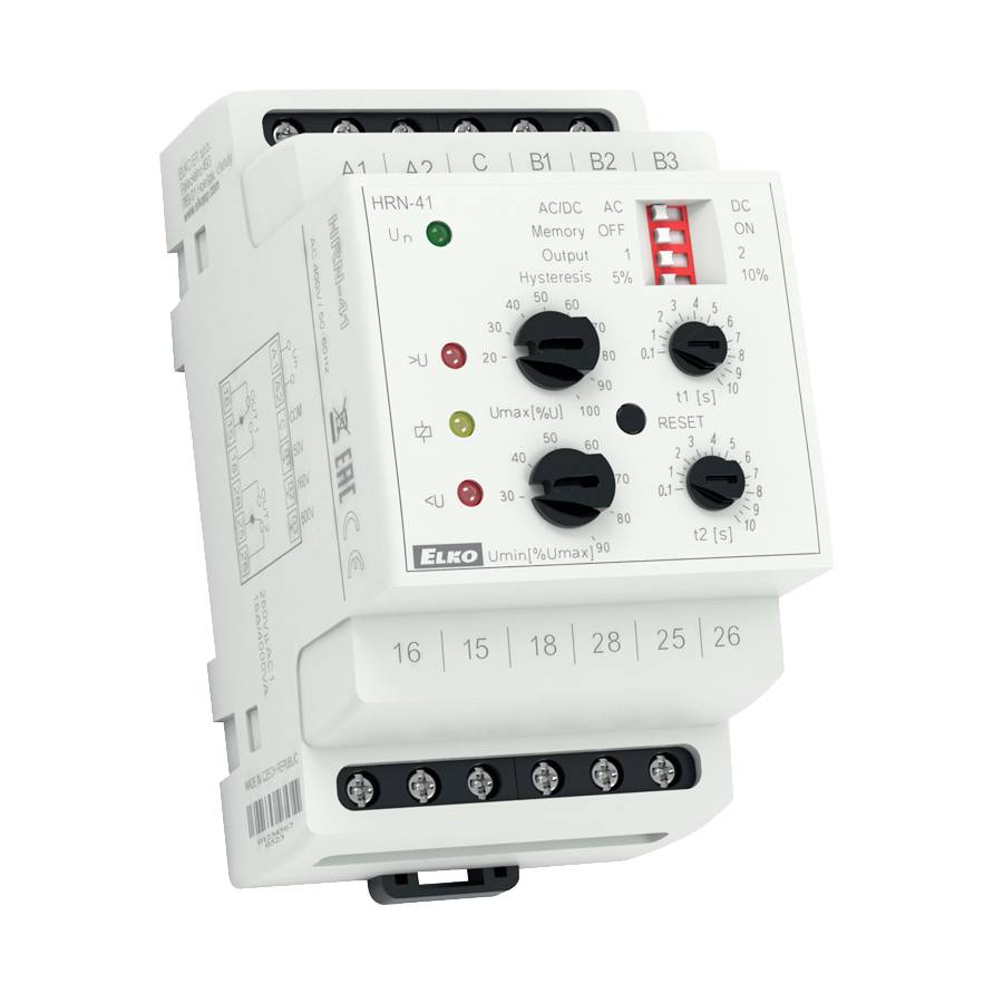 ElkoEP HRN-41/400V, Relais schützt vor Über-/Unterspannung von AC und DC in drei Bereichen-1