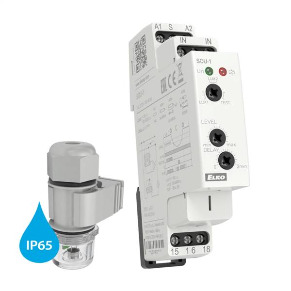 SOU-1 /230V + Fotosensor SKS-100 Dämmerungsschalter mit Sensor, 1x 16A, AC230V