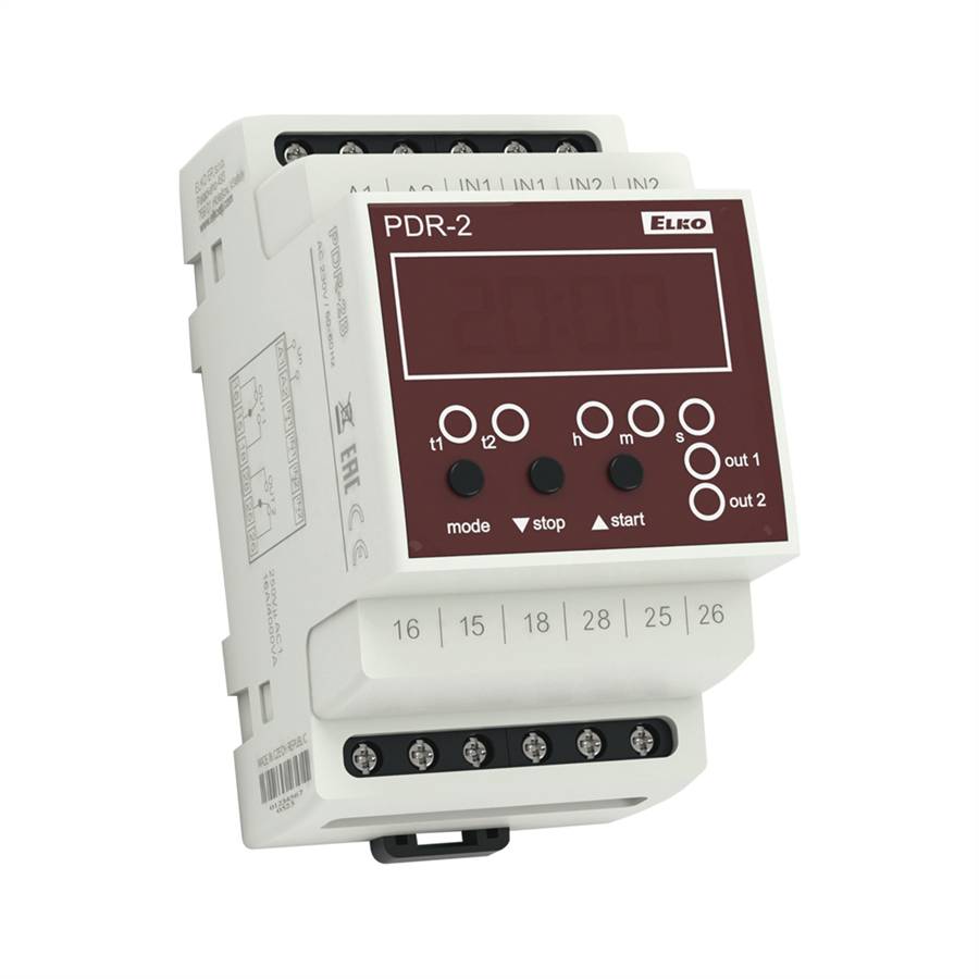Digitales Multifunktionsrelais PDR-2B /230V, 2 Kanäle, 0,01s-100h, 16A, AC 230V-0