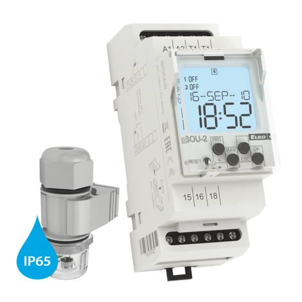 SOU-2 /230V_V2 + fotosenzor SKS-200 Dämmerungsschalter mit Schaltuhr und Sensor, 1x8A