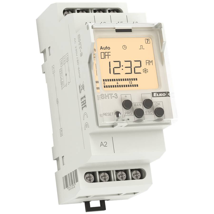 ELKO EP SHT-3/230V Digitale Zeitschaltuhr, Tages-/Wochen-/Jahresprogramm, 16 A Wechsler