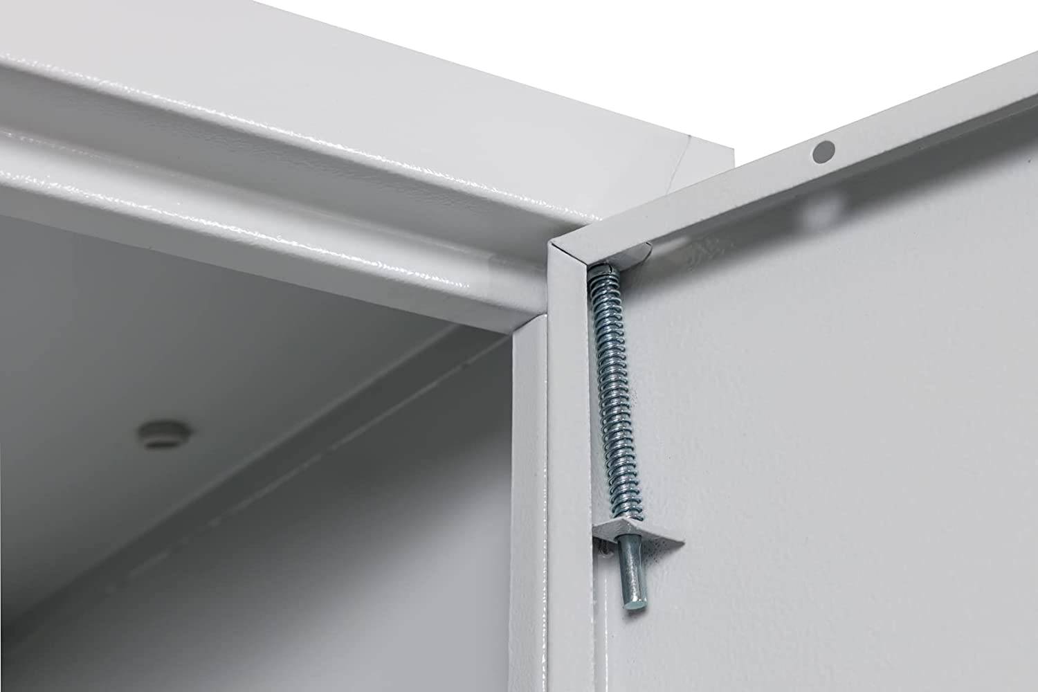 Aktenschrank, fertig montiert,195x92,5x42cm, Stahlflügeltürschrank, Abschließbar, Universalschrank mit 5 Fächern, grau-3