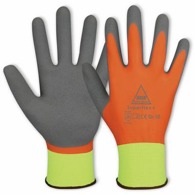 HASE SAFETY GLOVES Latex-Arbeitshandschuhe, Superflex+, EN 388, EN 420, neongeld/orange, Größe 7-0