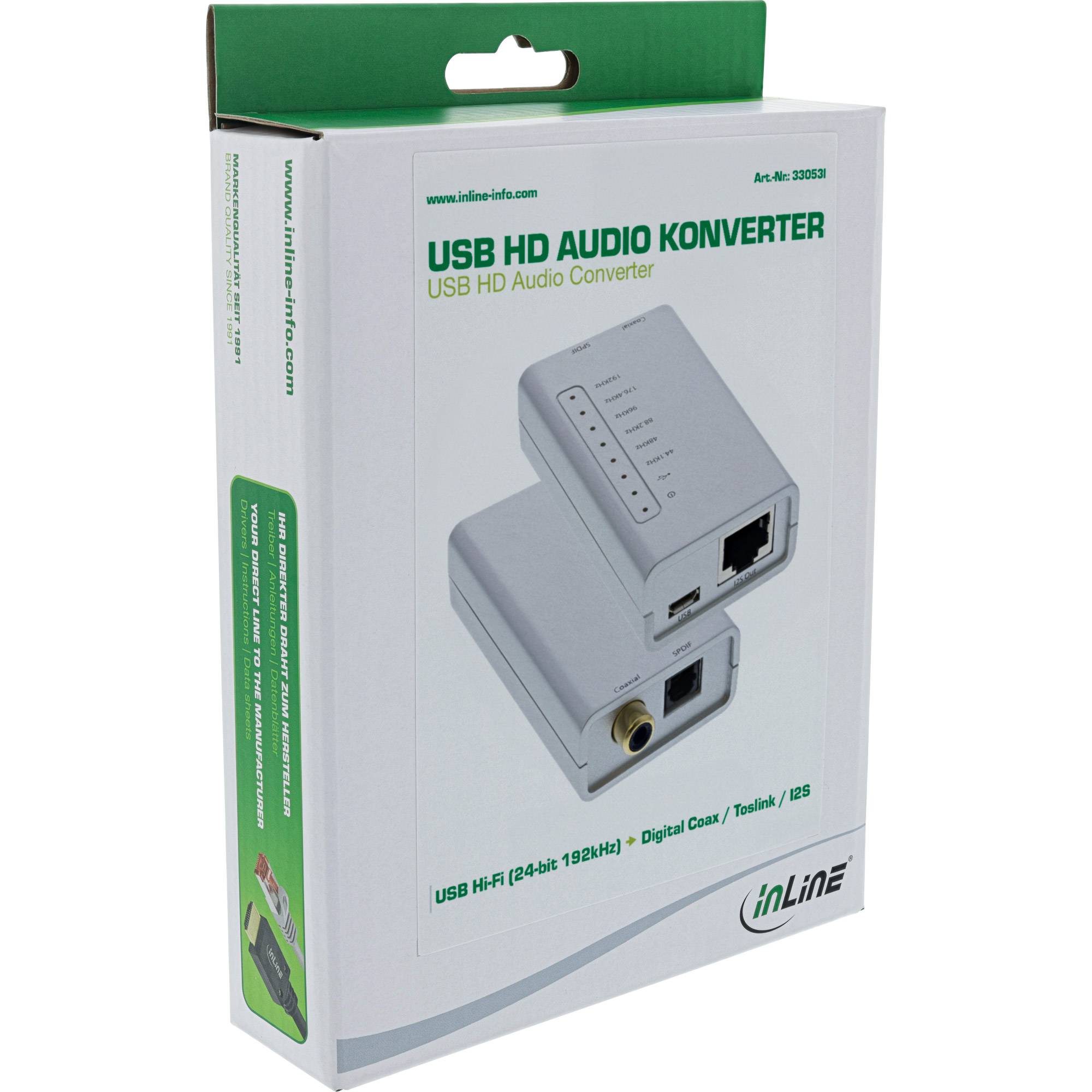 InLine® USB HD Audio Adapter, USB Hi-Fi zu Digital Coax/Toslink/I2S Konverter-3