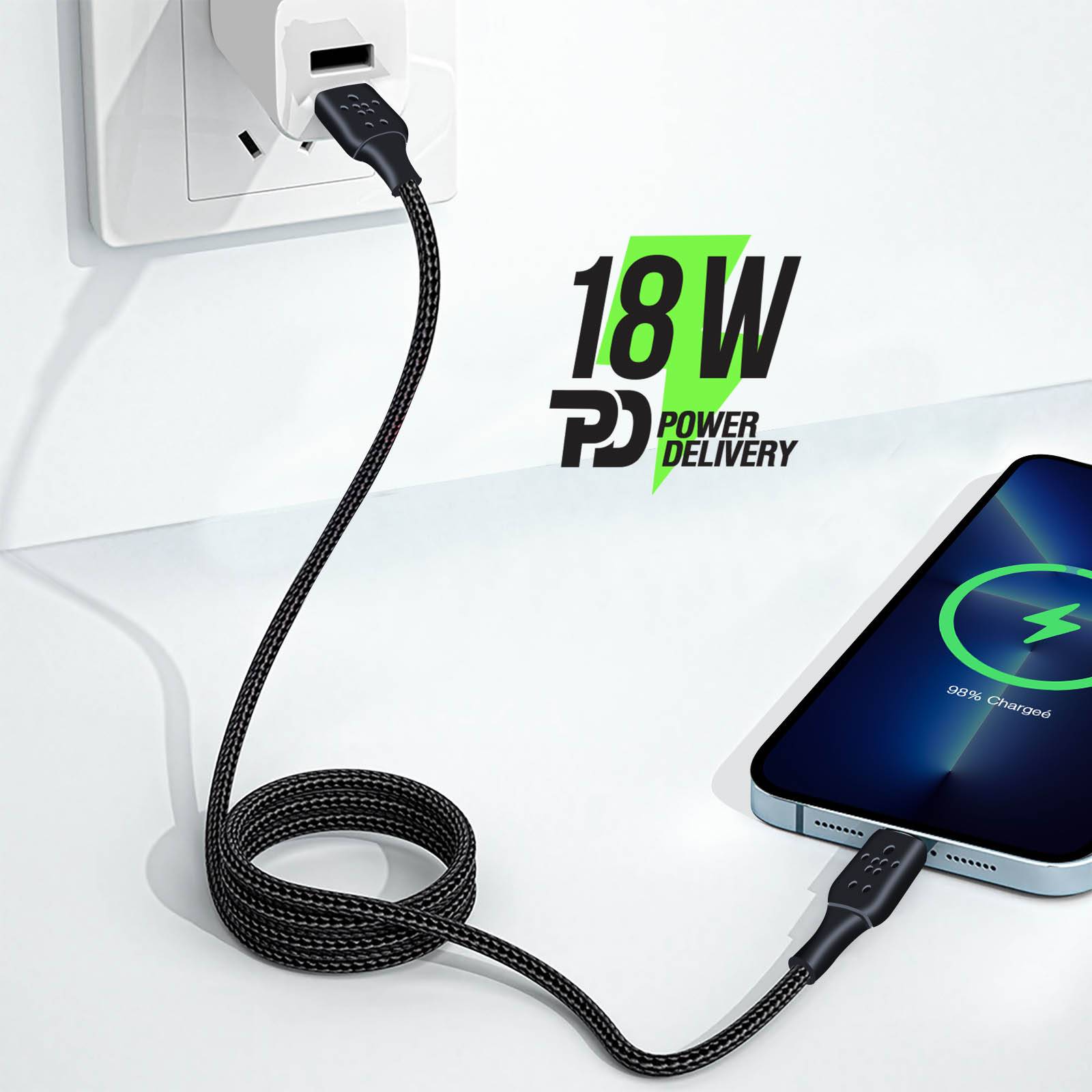 Belkin BOOST CHARGE - Lightning-Kabel - 24 pin USB-C männlich zu Lightning männlich - 2 m - Schwarz - USB-Stromversorgun-2