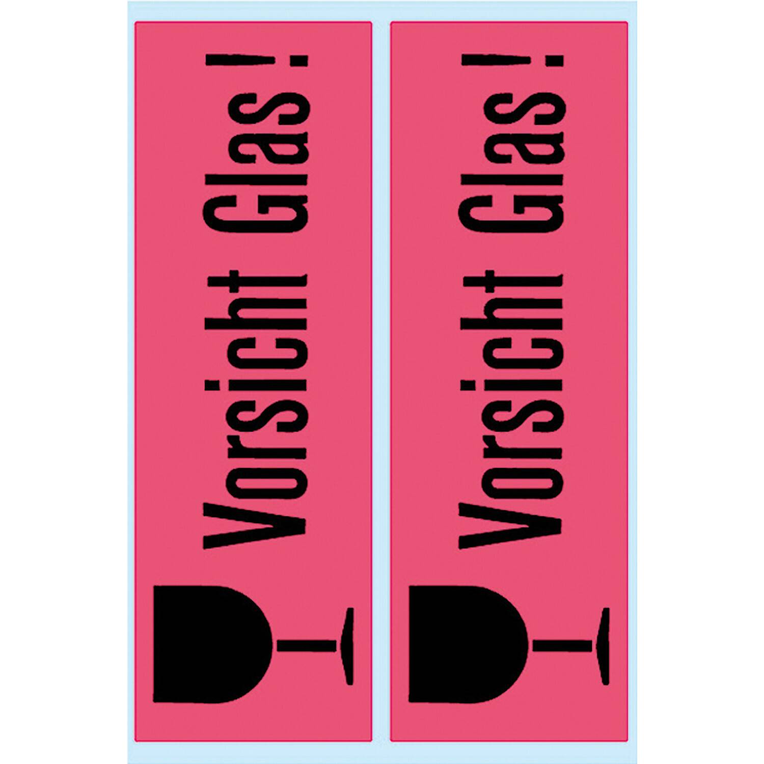 Posthinweis-Etiketten, ´Vorsicht Glas´, 39 x 118 mm, rot, 10 Stück-0