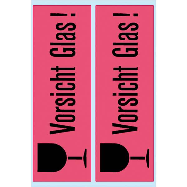 Posthinweis-Etiketten, ´Vorsicht Glas´, 39 x 118 mm, rot, 10 Stück