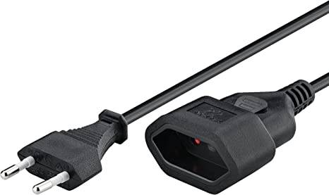Goobay 50508 Euro Netzkabel Verlängerung 2 polig Stromkabel Eurostecker Typ C Eurokabel Verlängerungskabel Schwarz 3m-0