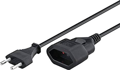 Goobay 51355 Euro Netzkabel Verlängerung 2 polig Stromkabel Eurostecker Typ C Eurokabel Verlängerungskabel Schwarz 2m-0