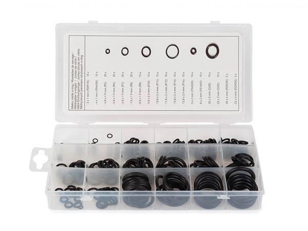 Nitril-O-Ringen-Sortiment, 225-tlg., metrisch, verschiedene Größen, Schwarz