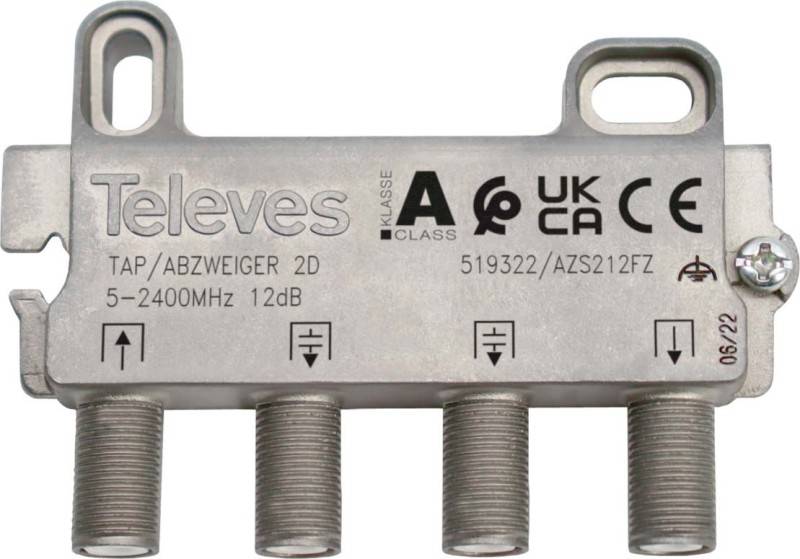 Televes Abzweiger 2f 12dB, 5-2400 MHz AZS212FZ-0