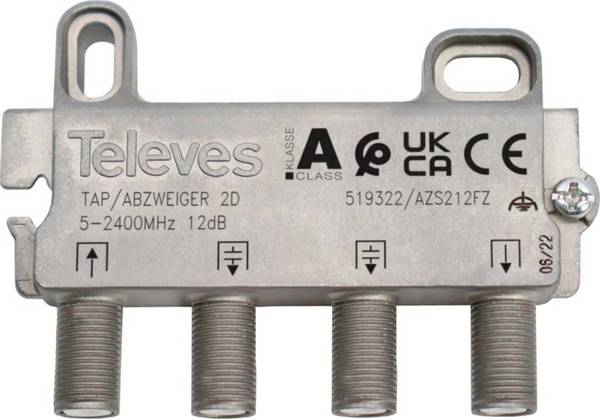 Televes Abzweiger 2f 12dB, 5-2400 MHz AZS212FZ