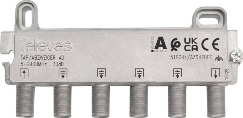 Televes Abzweiger 4f 20 dB, 5-2400 MHz AZS420FZ-0