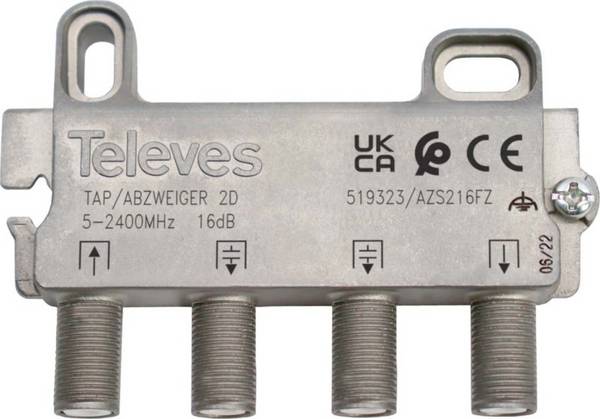 Televes Abzweiger 2f 16dB, 5-2400 MHz AZS216FZ