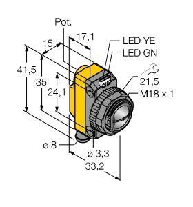 Turck Opto Sensor QS18VP6CV45Q7-1