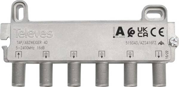 Televes Abzweiger 4f 16 dB, 5-2400 MHz AZS416FZ
