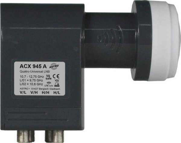 ASTRO Quatro-LNB ACX 945 A 40mm LTE-safe passend zu AST+ASP Install.Baumaterial Antennen