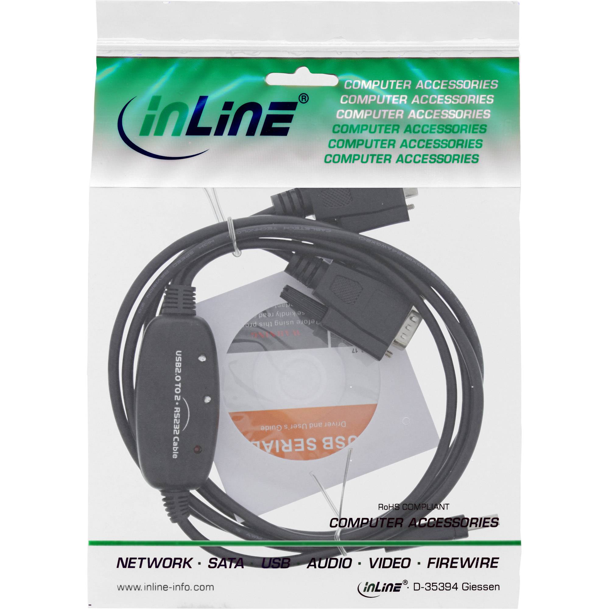 InLine® USB 2.0 zu 2x Seriell Adapterkabel Stecker A an 2x 9pol SubD ST, 1,5m-1