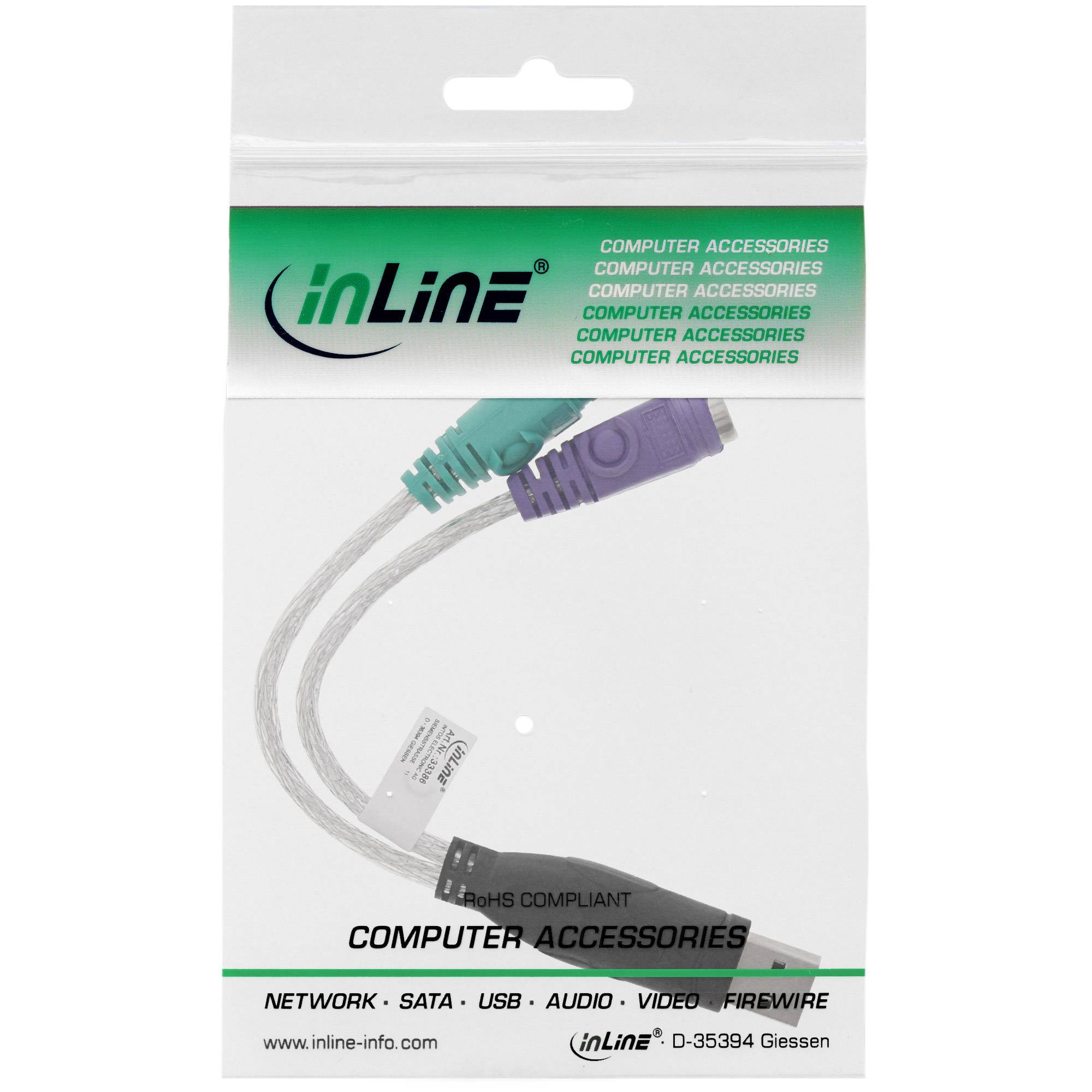 InLine® USB zu PS/2 Konverter, USB Stecker an 2x PS/2 Buchse für Maus + Tastatur-1