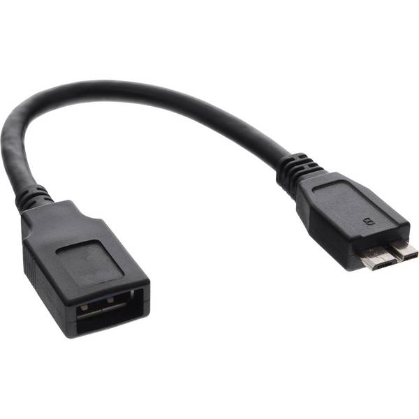 InLine® USB 3.2 Gen.1 OTG Adapterkabel, Micro-B Stecker an USB A Buchse, 0,15m