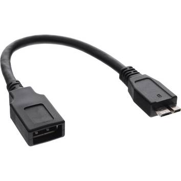 InLine® USB 3.2 Gen.1 OTG Adapterkabel, Micro-B Stecker an USB A Buchse, 0,15m