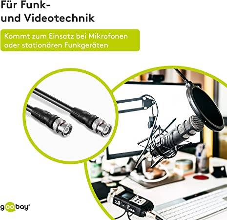 Goobay 50272 BNC Kabel RG58 Koaxialkabel BNC Stecker auf BNC Stecker 50 Ohm Koaxial Kabel Verbindungskabel Schwarz 1m-2