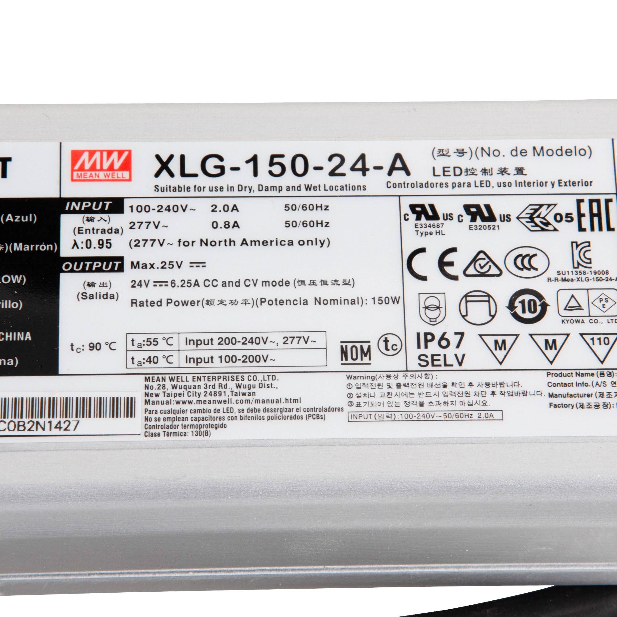 Mean Well XLG-150-24-A LED-Trafo, 150 W, 24 V DC, 6250 mA-1