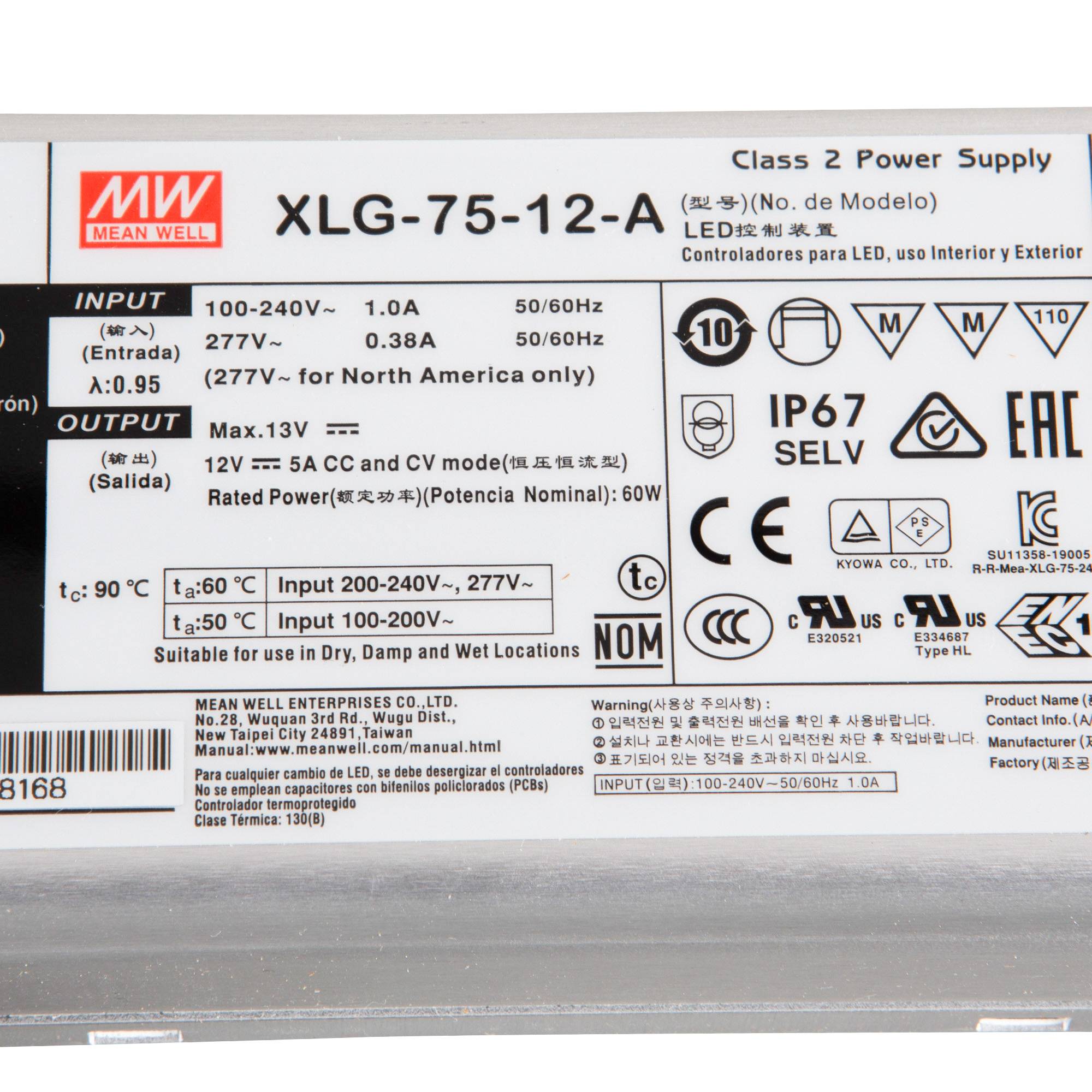 Mean Well XLG-75-12-A LED-Trafo, 60 W, 12 V DC, 5000 mA-1