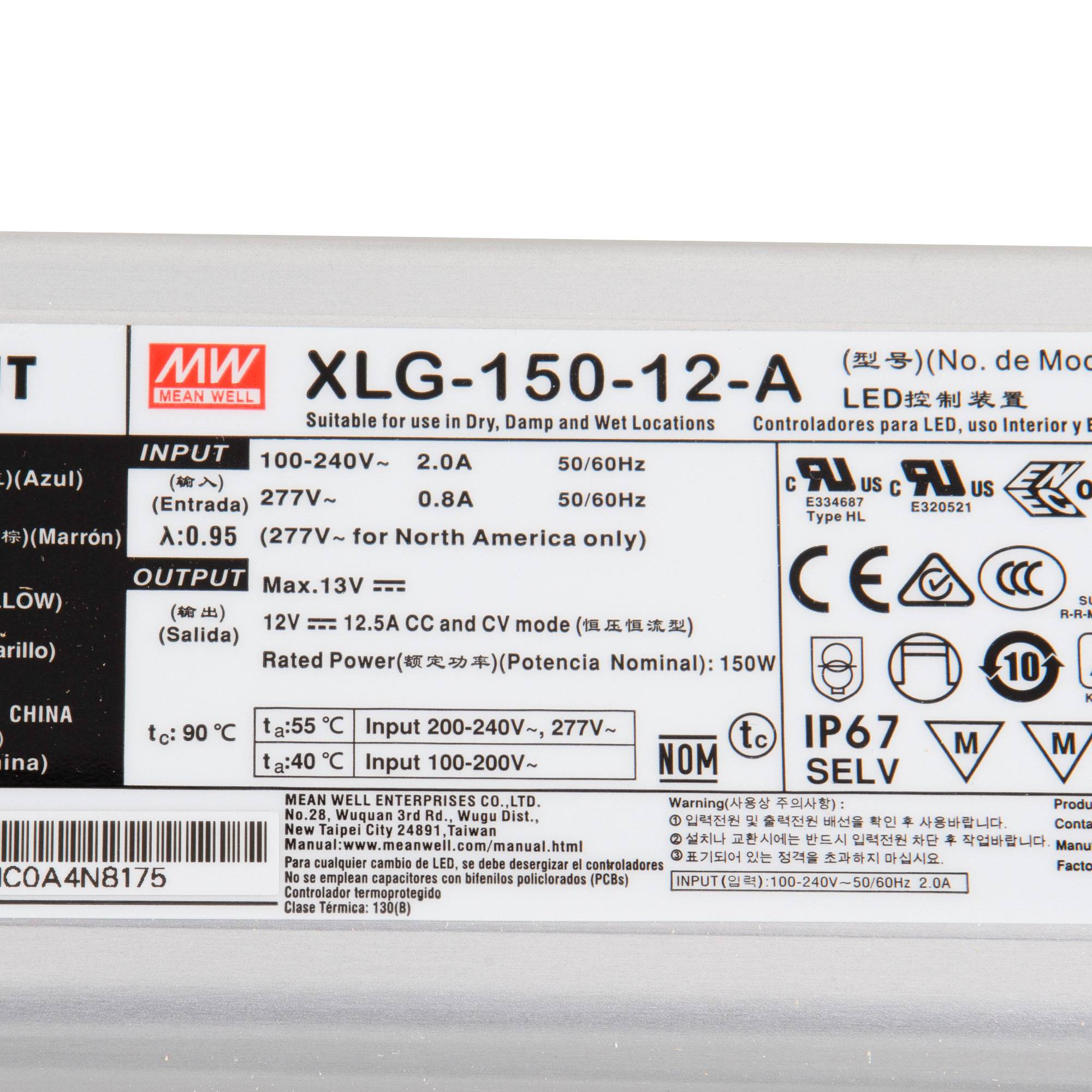 Mean Well XLG-150-12-A LED-Trafo, 150 W, 12 V DC, 12500 mA-1