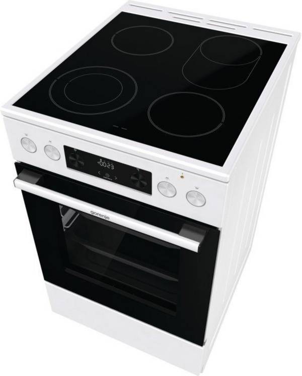 Gorenje Standherd GECS5C60WPA Elektroherd | Glaskeramik-Kochfeld | 70L Backofen | AirFry | ExtraSteam | Weiß