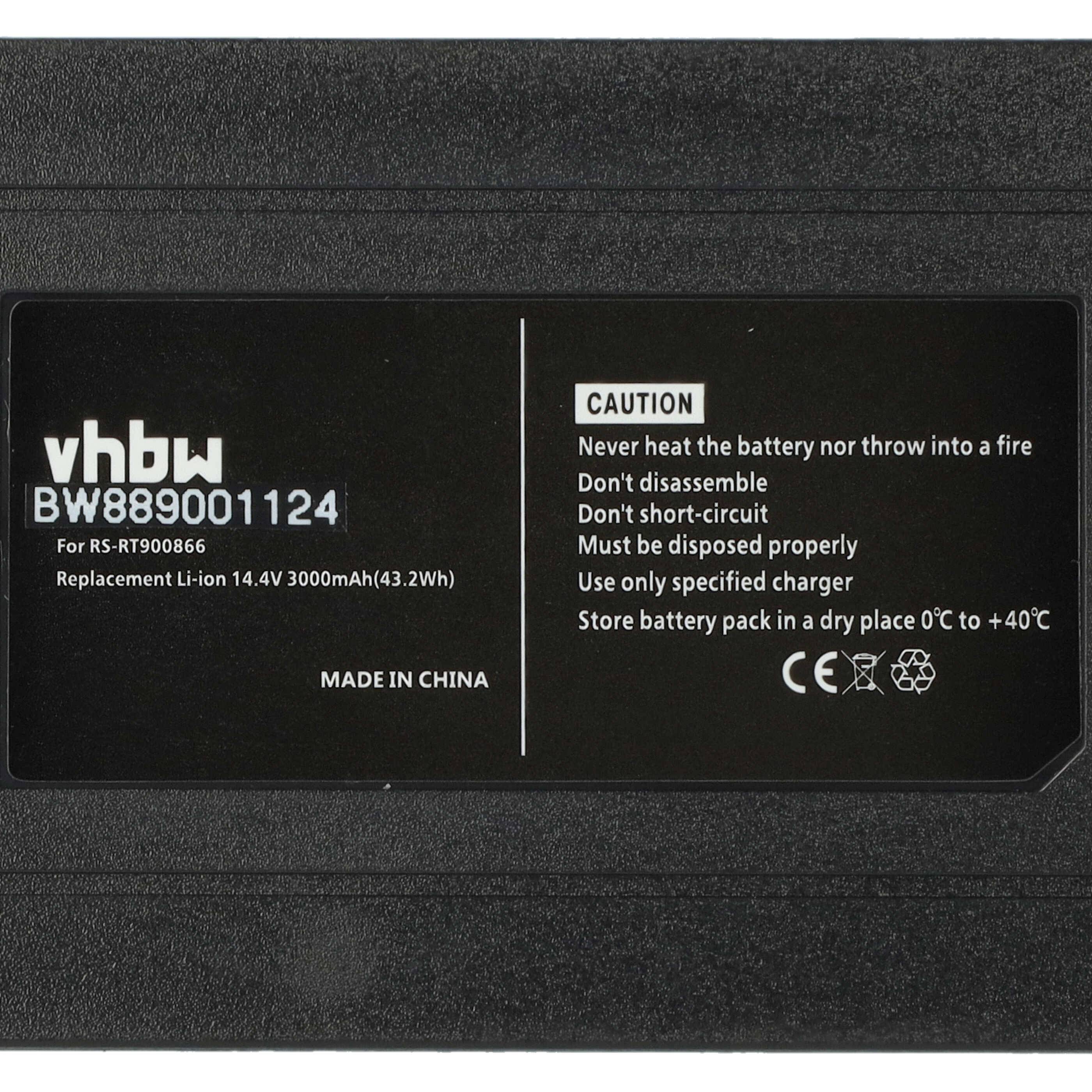 vhbw Akku kompatibel mit Rowenta X-plorer Serie 60 Animal Connect RR7455 | RR7455WH Saugroboter Schwarz (3000 mAh, 14,4-4