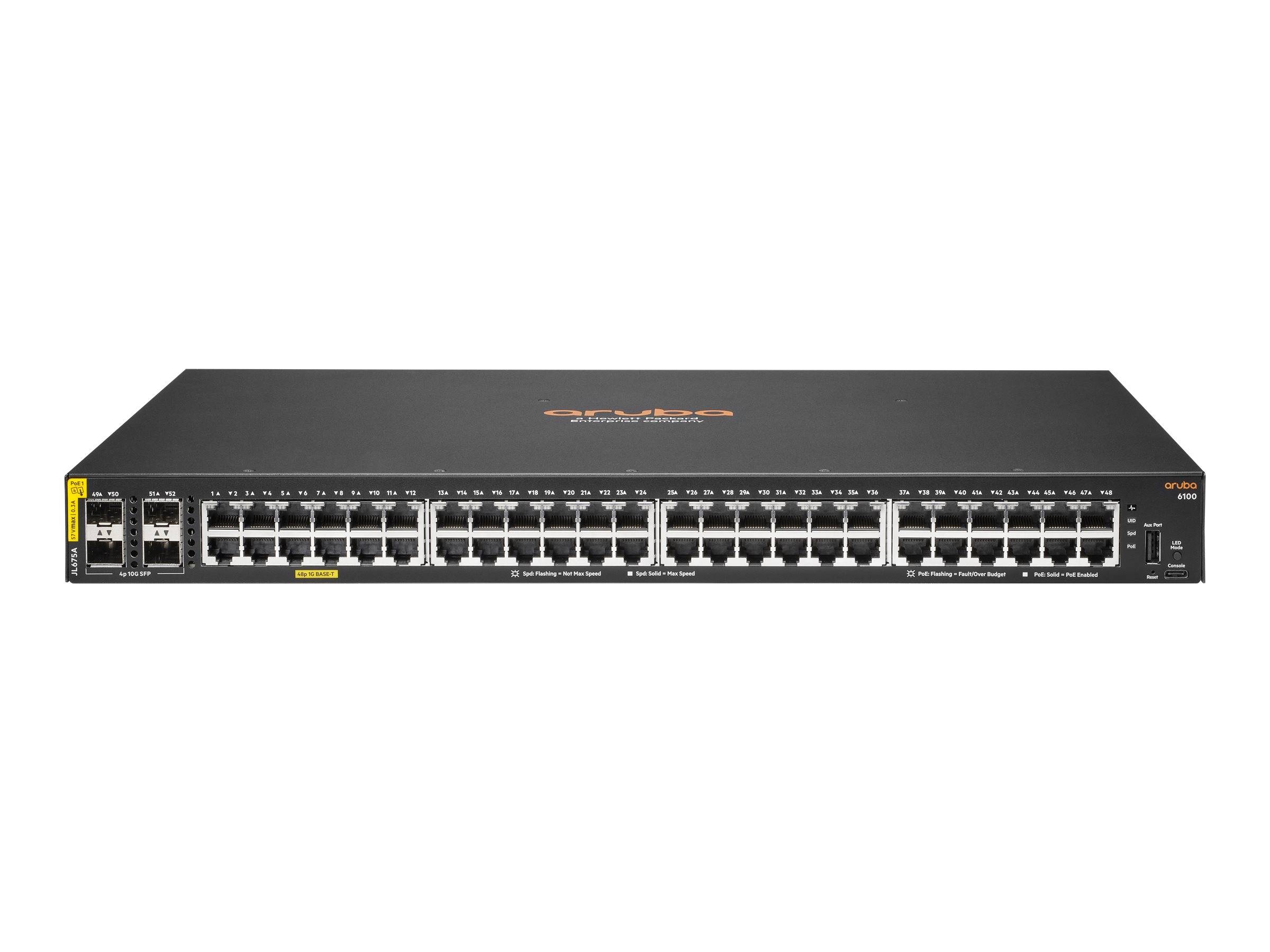 HPE Aruba 6100 48G Class4 PoE 4SFP+ 370W Switch - Switch - managed - 48 x 10/100/1000 (PoE+)-0