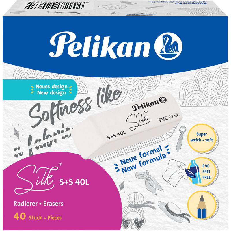 Radierer Silk S+S 40L, weiß PELIKAN 300007902-0
