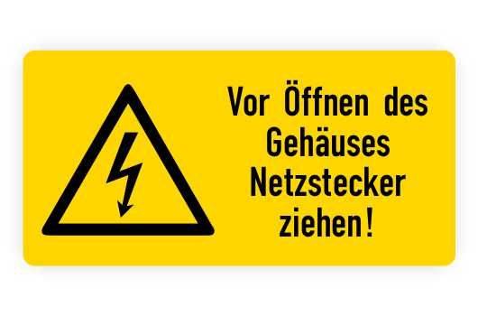 Warnaufkleber, Vor Öffnen Netzstecker ziehen, Folie, 37x18 mm-0