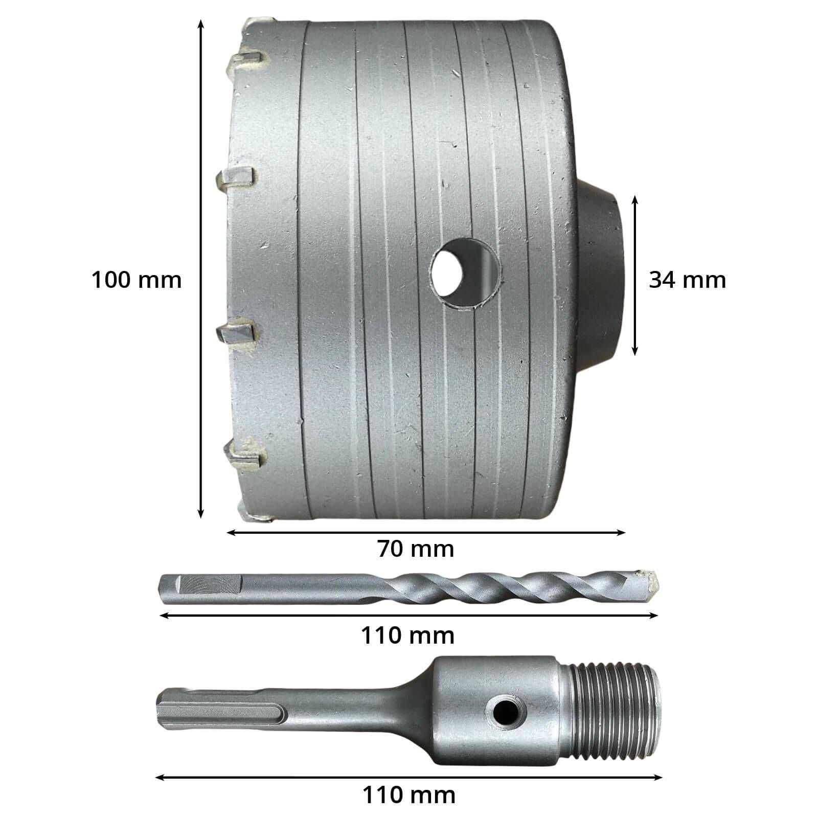 100 mm Hartmetall-Hohlbohrkrone inkl. SDS Aufnahmeschaft-4