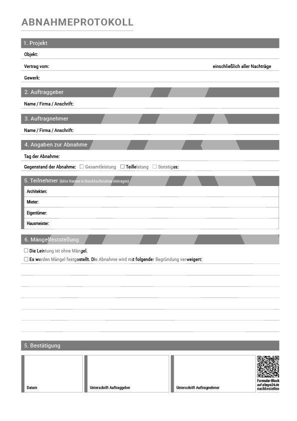 Abnahmeprotokoll Formular A4-Block selbstdurchschreibend-0