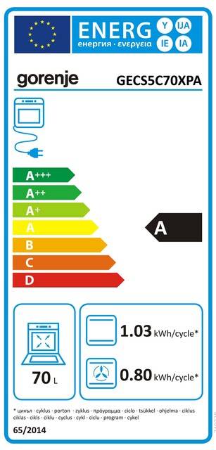 Gorenje Elektroherd Heissluft,70L GECS5C70XPA-1