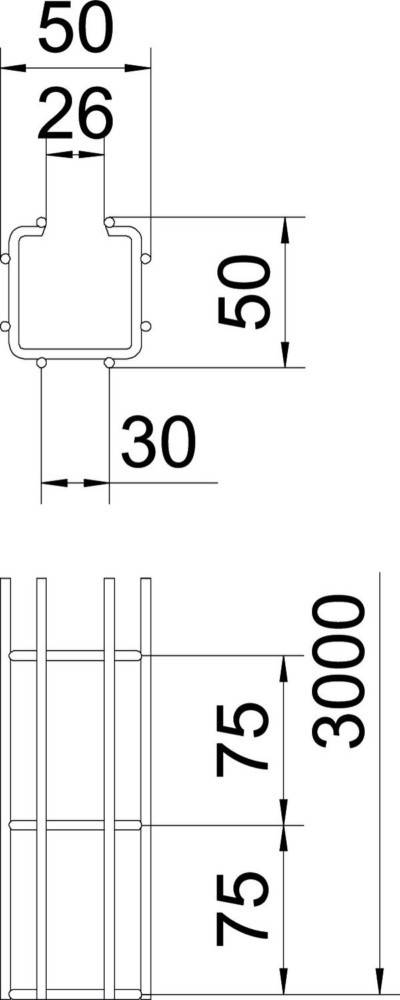 3 Mtr. OBO Bettermann C-Gitterrinne CGR 50 50FTK-1